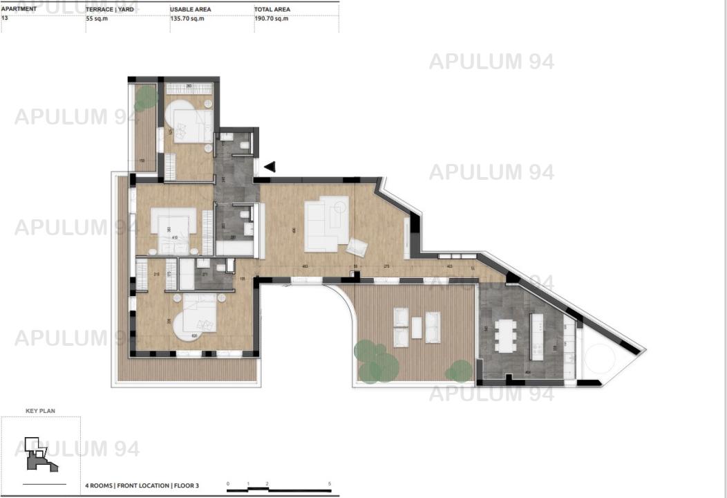 Apartament 4 camere 135mp + Terasa 55mp / Licurg 2 / Armeneasca